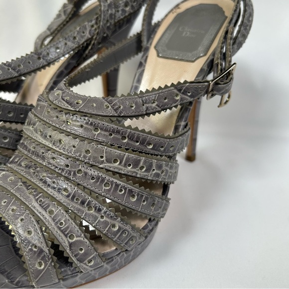 Christian Dior Grey Python Strappy Heel Size 37.5 - Picture 3 of 6